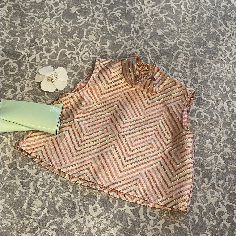 Buru Pink and Gold Sleeveless Top